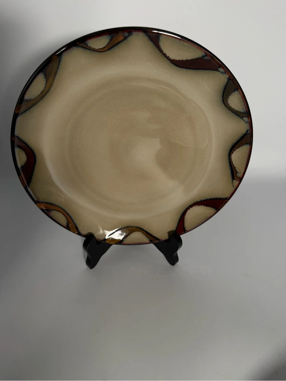 Pier 1 Imports Wave Stoneware Salad Plates 8.5” Set of 4 Brown Beige